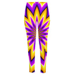 Yellow Flower Moving Optical Illusion High-Waisted Pocket Leggings