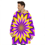 Yellow Flower Moving Optical Illusion Hoodie Blanket