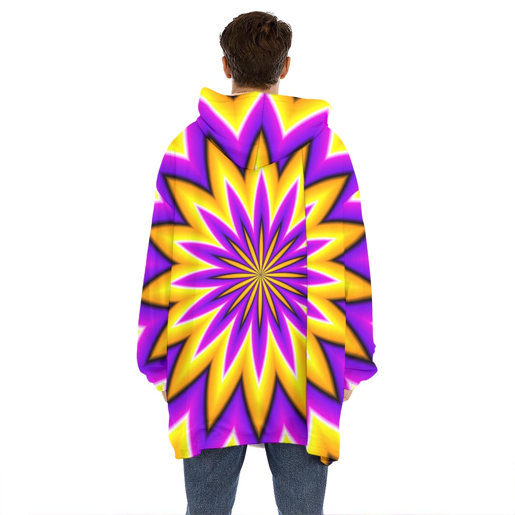 Yellow Flower Moving Optical Illusion Hoodie Blanket