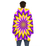 Yellow Flower Moving Optical Illusion Hoodie Blanket