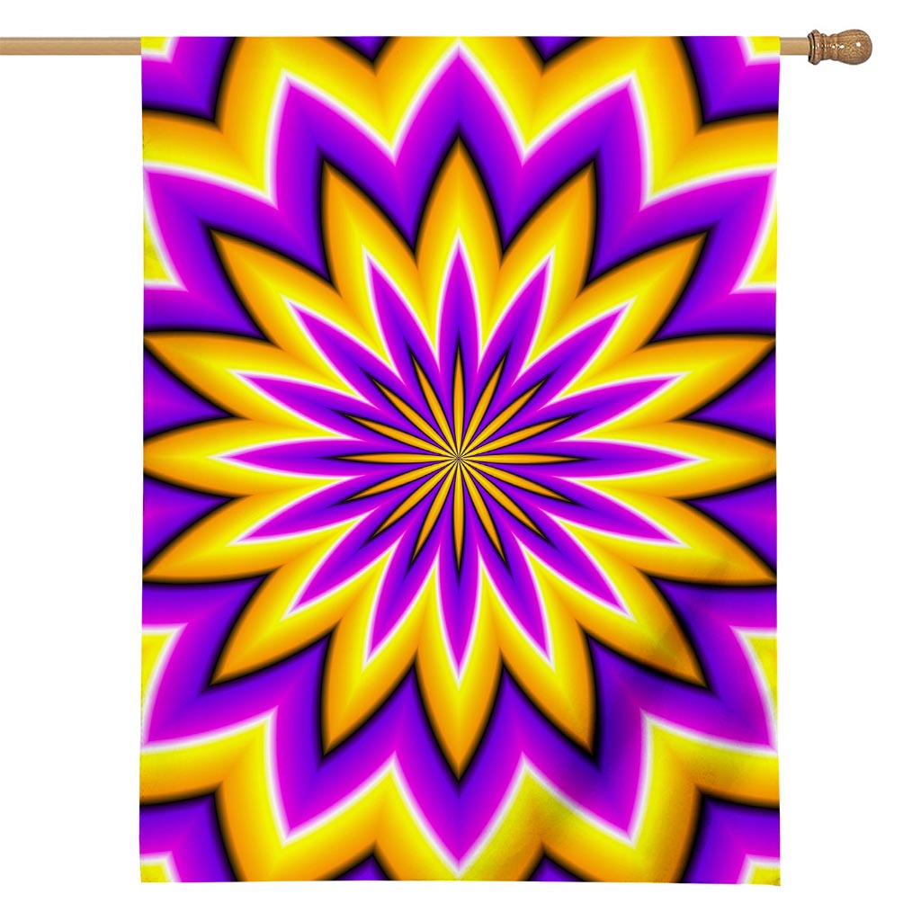 Yellow Flower Moving Optical Illusion House Flag