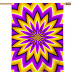 Yellow Flower Moving Optical Illusion House Flag