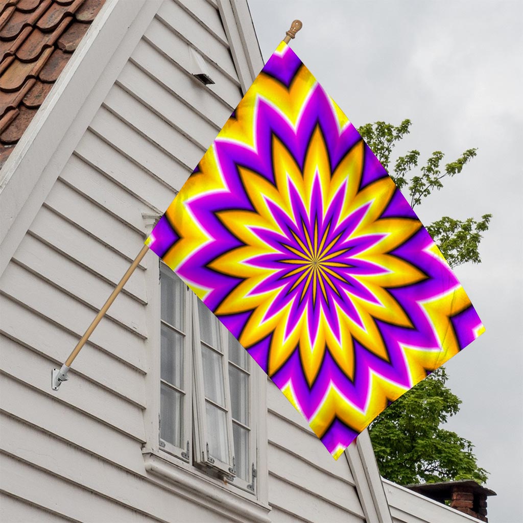 Yellow Flower Moving Optical Illusion House Flag