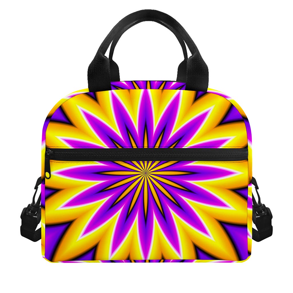 Yellow Flower Moving Optical Illusion Insulated Lunch Bag