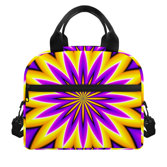 Yellow Flower Moving Optical Illusion Insulated Lunch Bag