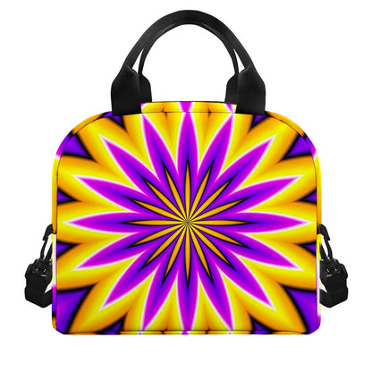 Yellow Flower Moving Optical Illusion Insulated Lunch Bag