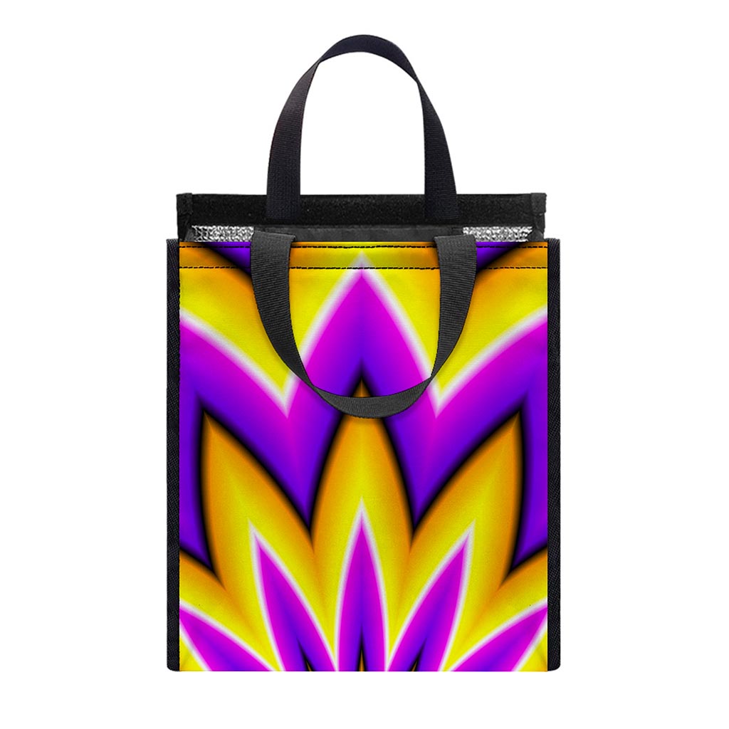 Yellow Flower Moving Optical Illusion Insulated Lunch Tote
