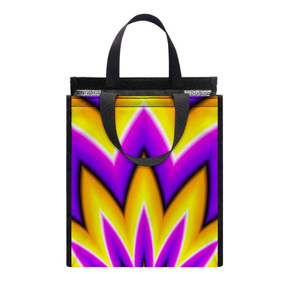 Yellow Flower Moving Optical Illusion Insulated Lunch Tote