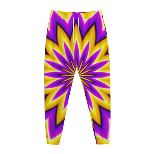 Yellow Flower Moving Optical Illusion Jogger Pants