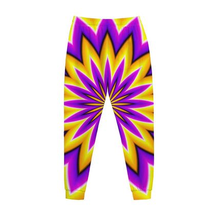 Yellow Flower Moving Optical Illusion Jogger Pants