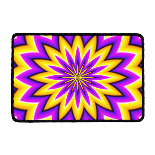 Yellow Flower Moving Optical Illusion Kitchen Mat