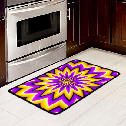 Yellow Flower Moving Optical Illusion Kitchen Mat