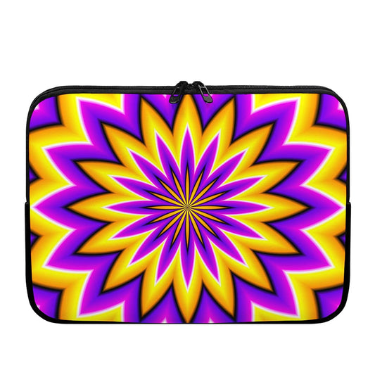 Yellow Flower Moving Optical Illusion Laptop Sleeve