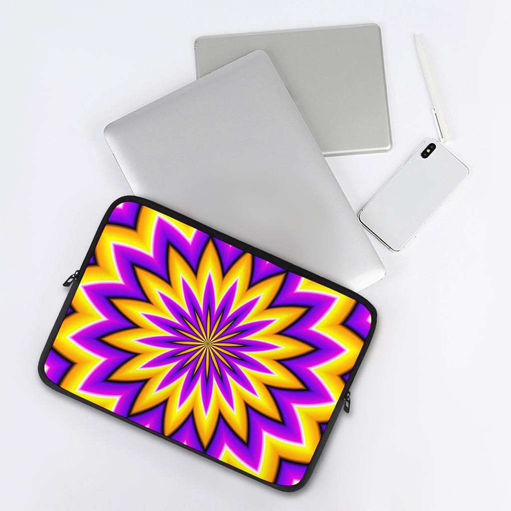 Yellow Flower Moving Optical Illusion Laptop Sleeve