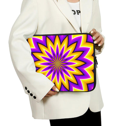 Yellow Flower Moving Optical Illusion Laptop Sleeve