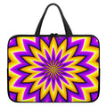 Yellow Flower Moving Optical Illusion Laptop Sleeve With Handle