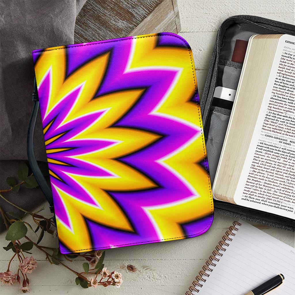 Yellow Flower Moving Optical Illusion Leather Bible Cover