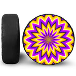 Yellow Flower Moving Optical Illusion Leather Spare Tire Cover