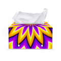 Yellow Flower Moving Optical Illusion Leather Tissue Box Cover