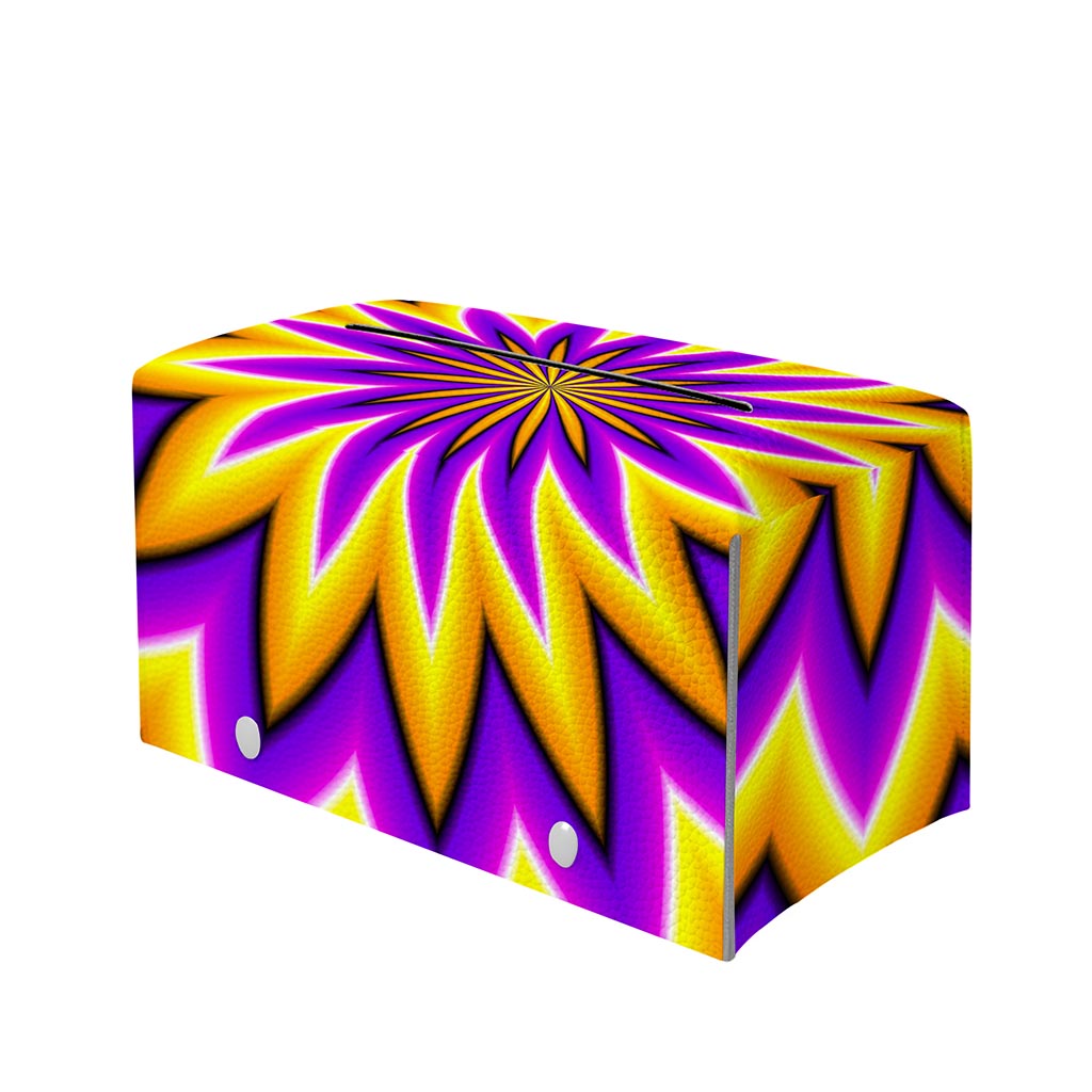 Yellow Flower Moving Optical Illusion Leather Tissue Box Cover