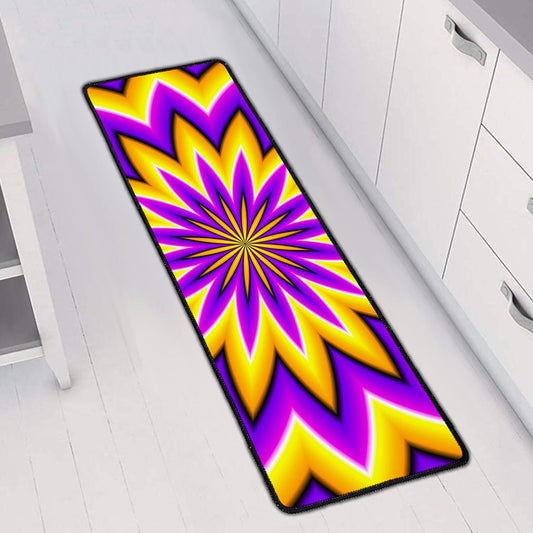 Yellow Flower Moving Optical Illusion Long Kitchen Mat