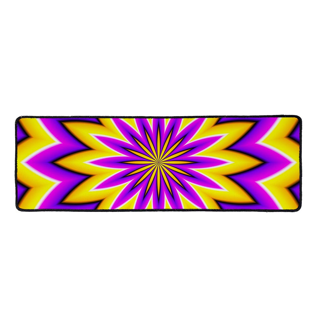 Yellow Flower Moving Optical Illusion Long Kitchen Mat
