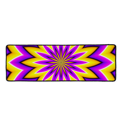 Yellow Flower Moving Optical Illusion Long Kitchen Mat