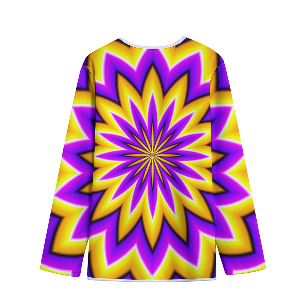 Yellow Flower Moving Optical Illusion Long Sleeve Short Coat