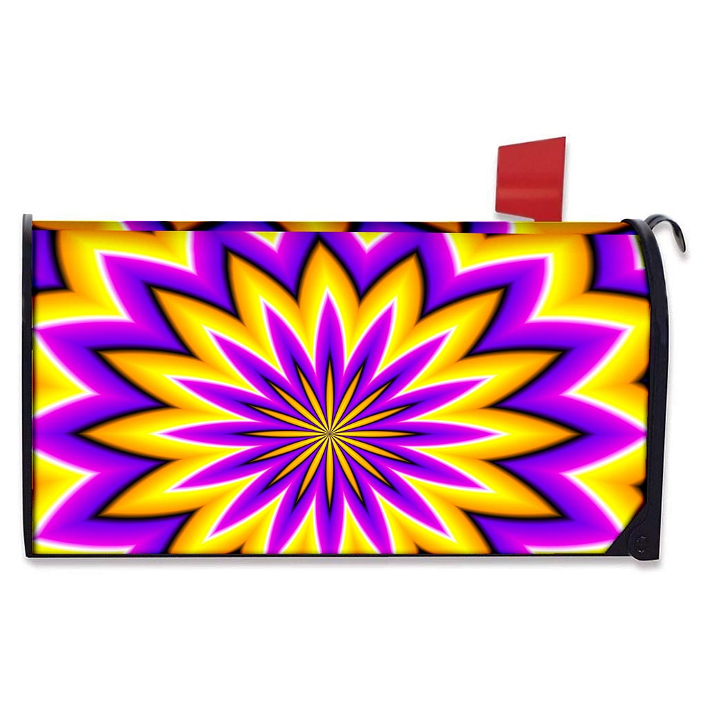 Yellow Flower Moving Optical Illusion Mailbox Cover