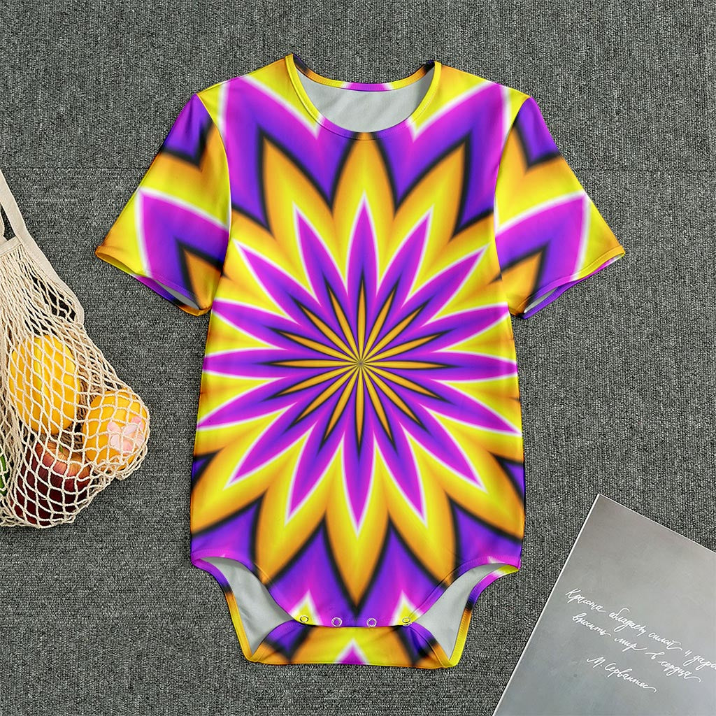 Yellow Flower Moving Optical Illusion Men's Bodysuit