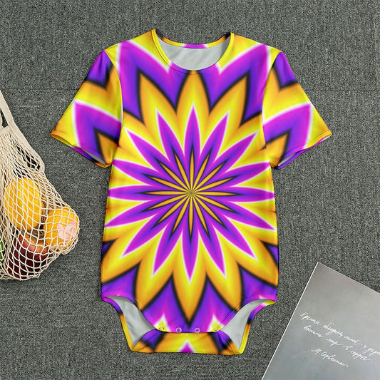 Yellow Flower Moving Optical Illusion Men's Bodysuit