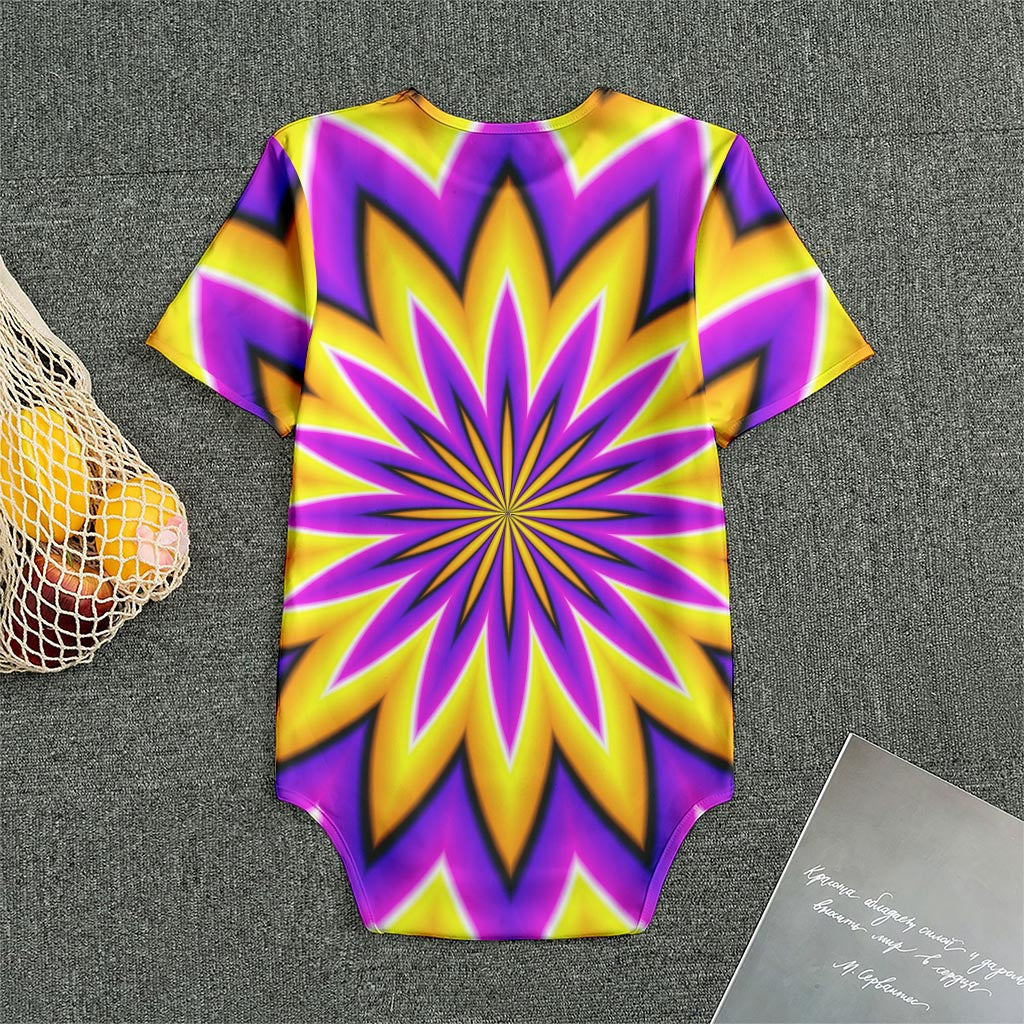 Yellow Flower Moving Optical Illusion Men's Bodysuit