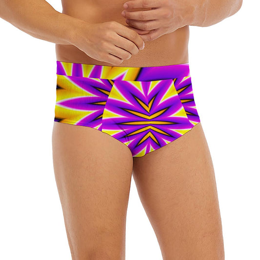 Yellow Flower Moving Optical Illusion Men's Briefs