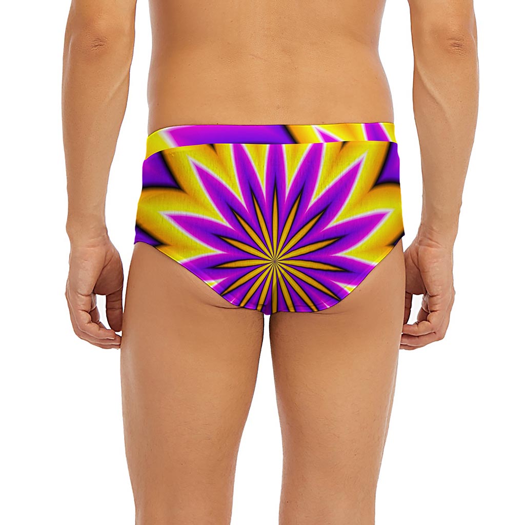 Yellow Flower Moving Optical Illusion Men's Briefs