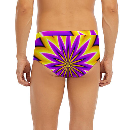Yellow Flower Moving Optical Illusion Men's Briefs
