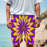 Yellow Flower Moving Optical Illusion Men's Cargo Shorts
