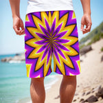 Yellow Flower Moving Optical Illusion Men's Cargo Shorts