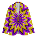 Yellow Flower Moving Optical Illusion Men's Cotton Blazer