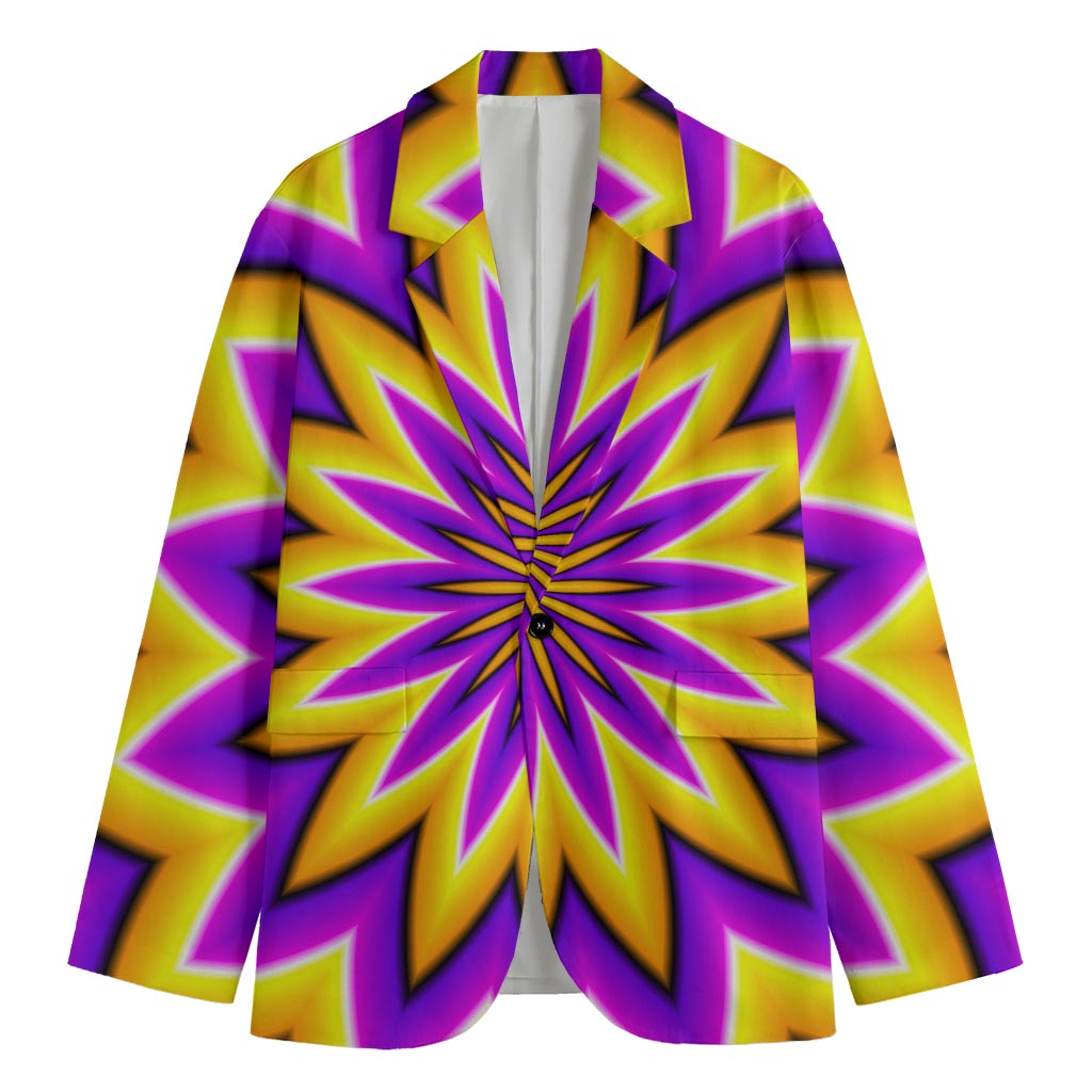 Yellow Flower Moving Optical Illusion Men's Cotton Blazer