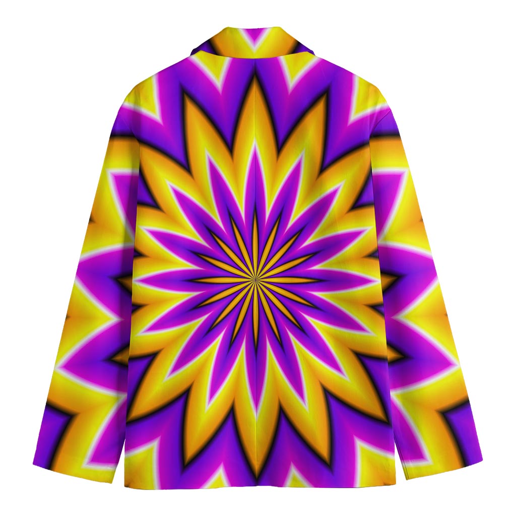 Yellow Flower Moving Optical Illusion Men's Cotton Blazer