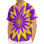 Yellow Flower Moving Optical Illusion Men's Deep V-Neck Shirt