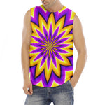 Yellow Flower Moving Optical Illusion Men's Fitness Tank Top