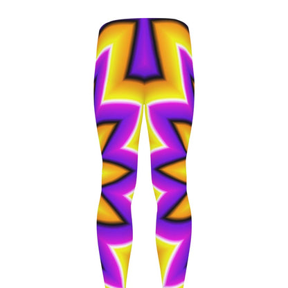 Yellow Flower Moving Optical Illusion Men's leggings