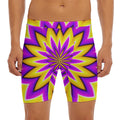 Yellow Flower Moving Optical Illusion Men's Long Boxer Briefs
