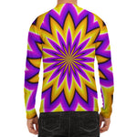 Yellow Flower Moving Optical Illusion Men's Long Sleeve Rash Guard