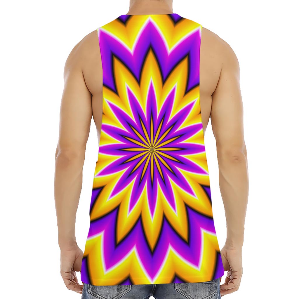 Yellow Flower Moving Optical Illusion Men's Muscle Tank Top