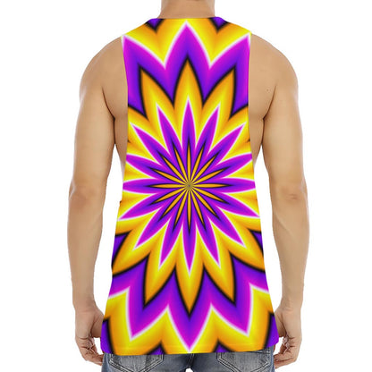 Yellow Flower Moving Optical Illusion Men's Muscle Tank Top