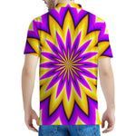 Yellow Flower Moving Optical Illusion Men's Polo Shirt