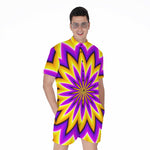 Yellow Flower Moving Optical Illusion Men's Rompers