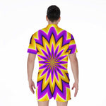 Yellow Flower Moving Optical Illusion Men's Rompers